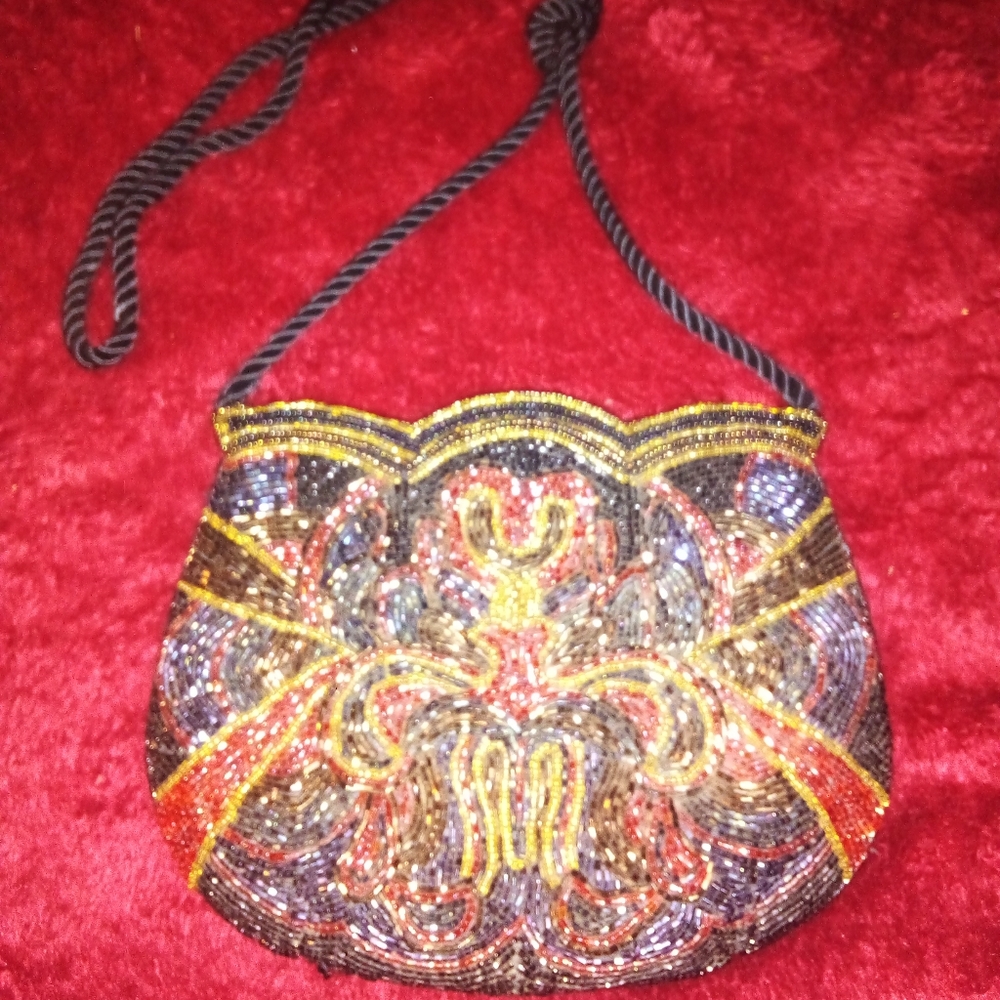 Vintage handmade, beaded purse